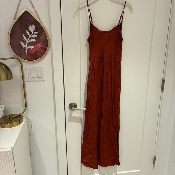 Anthropologie Burnt Orange Satin Slip Dress XS - Picture 4 of 11